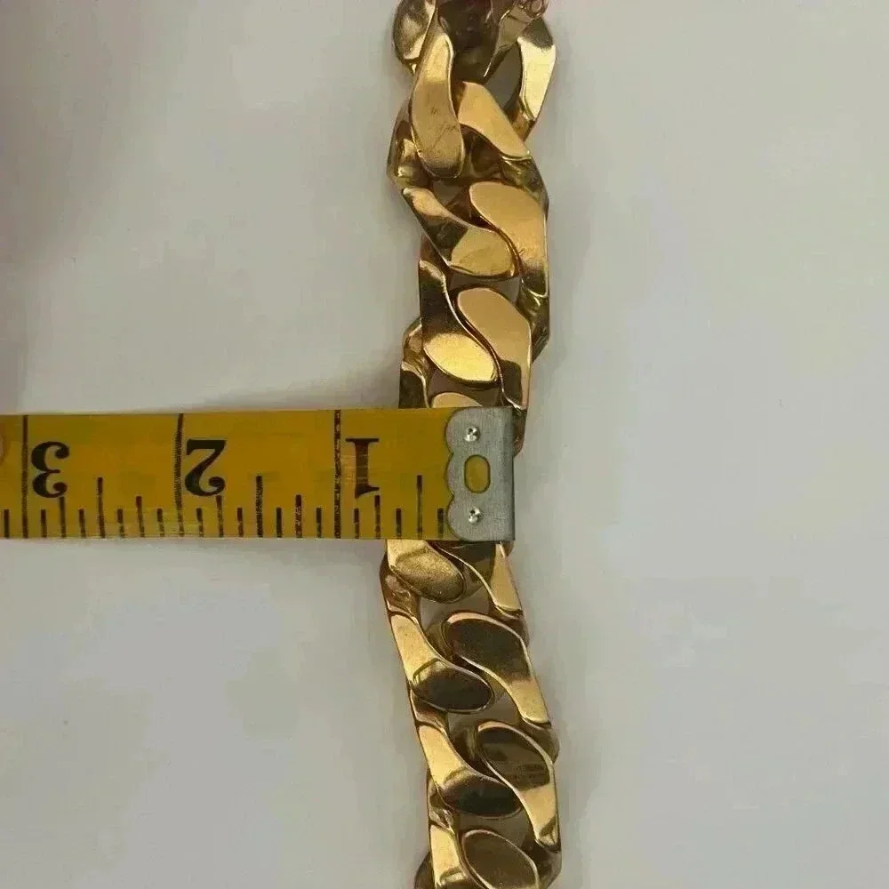 Celine | Chunky Cuban Link ID Gold Bracelet - Gold / Sz M - Picture 12 of 12